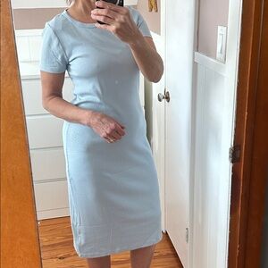 GAP light blue ribbed midi tee shirt dress, baby blue dress, tee shirt dress